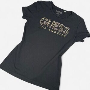 Guess Baby Tee, Sequin Gold, Size Medium